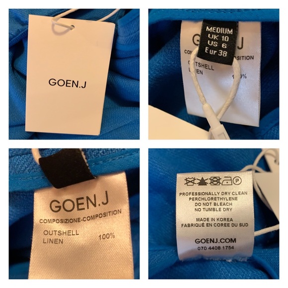 New! GOEN.J Wrap Effect Linen Ruffled Dress in Azure - Picture 10 of 11